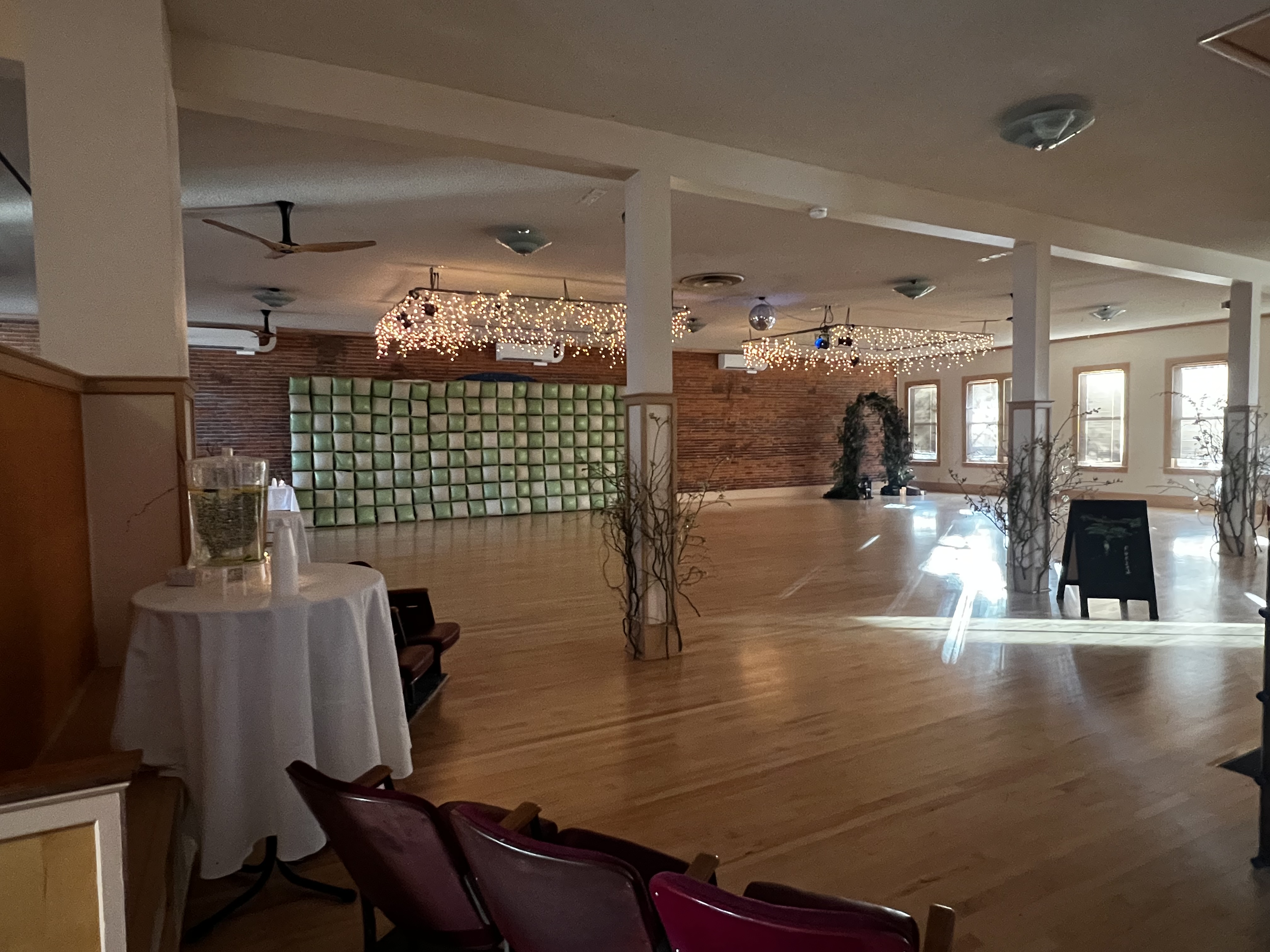Friendship Hall — decorated with fairy lights